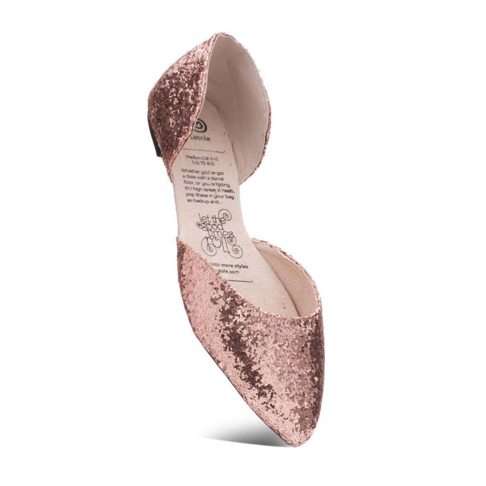 NEW ROLLASOLE sparkling rose' roll-a-soles shoes in rose gold